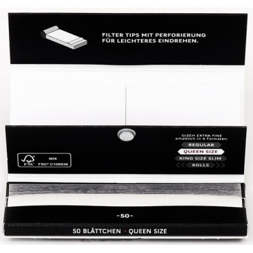 GIZEH Black Queen Size Papers + Tips (1 pc)