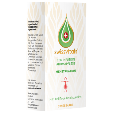 Swissvitals Olio aromatico con CBD per le mestruazioni (10x 1ml)